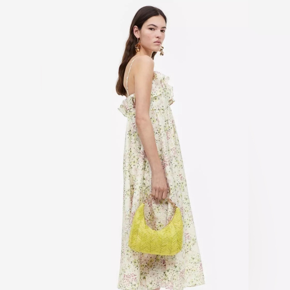 H&M Floral Sleeveless Flounce V Neck Dress - Size M - Picture 3 of 14